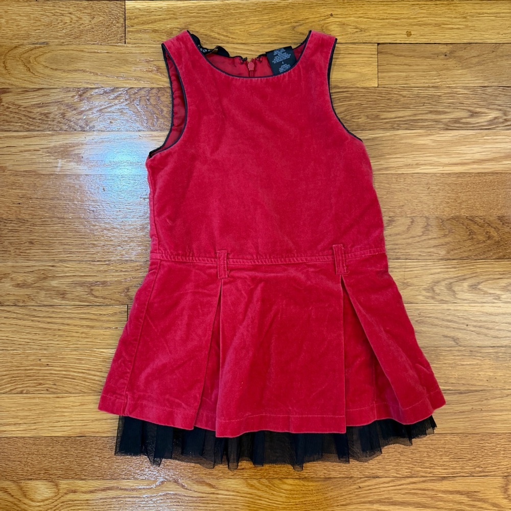 George Red Velvet Sleeveless Fit and Flare Dress - Girls Size 4
